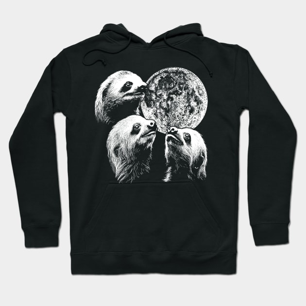3 Sloth Moon Howling Raccoon Head Funny Wolf Hoodie by Trippycollage